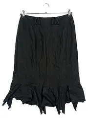 Vorschaubild 2 von Damen A-Linienrock Gr. 40/L Schwarz Wolle Elegant Midirock