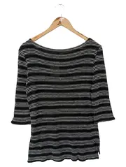 Vorschaubild 2 von Damen T-Shirt Gr. 36/S Schwarz Gestreift Viskose Casual