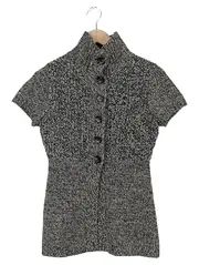 Vorschaubild 1 von Damen Strickjacke Gr. 36/S Mehrfarbig Meliert Kurzarm Knopfleiste