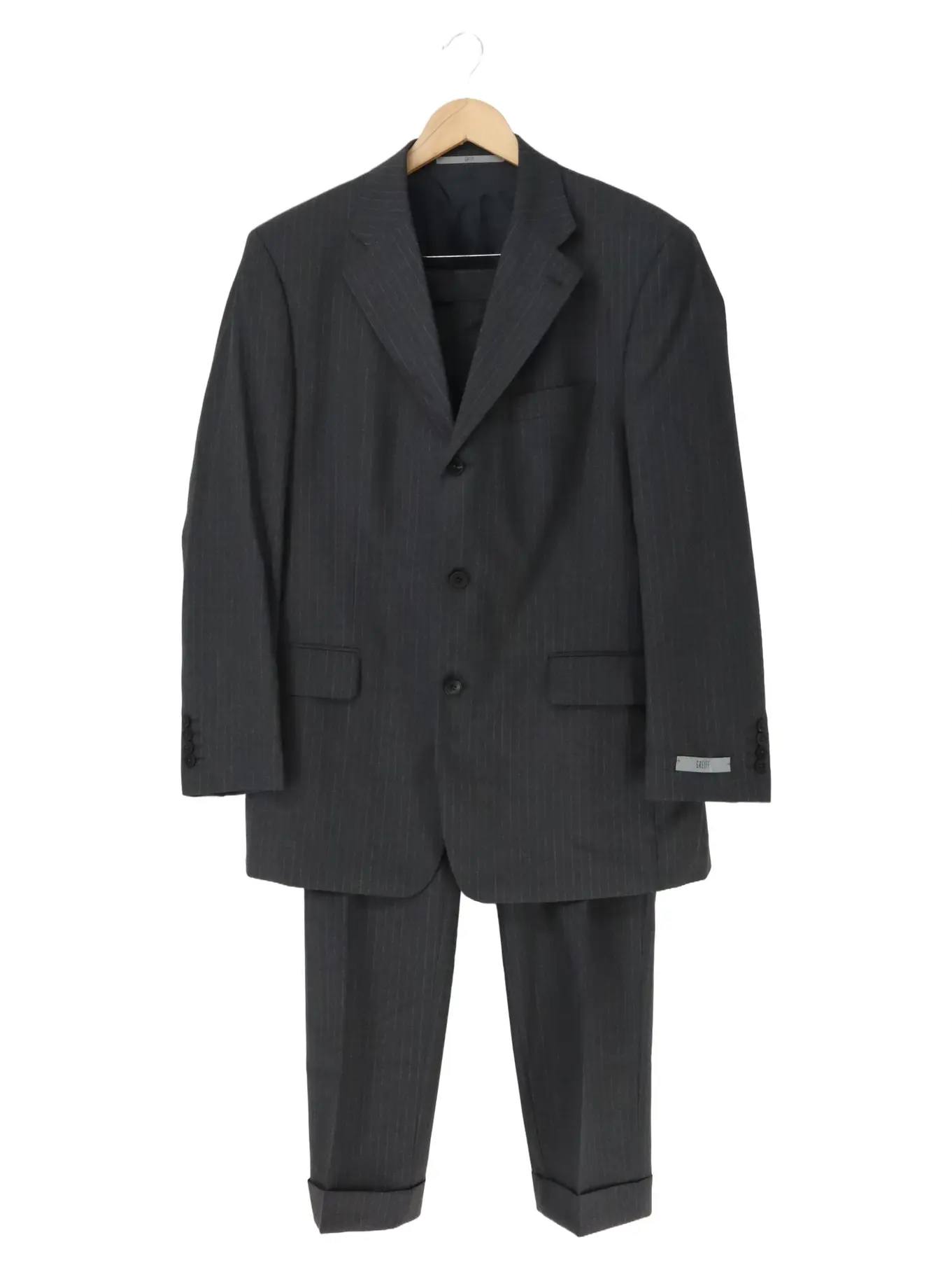 GREIFF Herren Anzug 52/XL Grau Schurwolle Business Gestreift