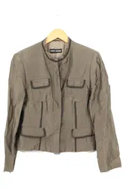 Vorschaubild 1 von Damen Blazer Gr. 38/M Oliv Elegant Leinen Business Jacke